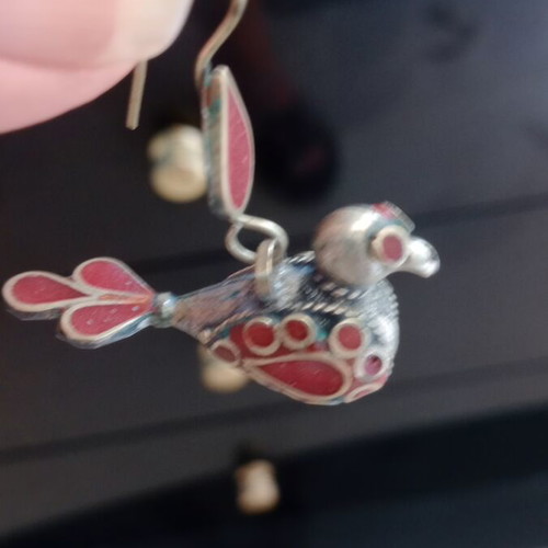 Handmade earrings with metal and enamel, like new