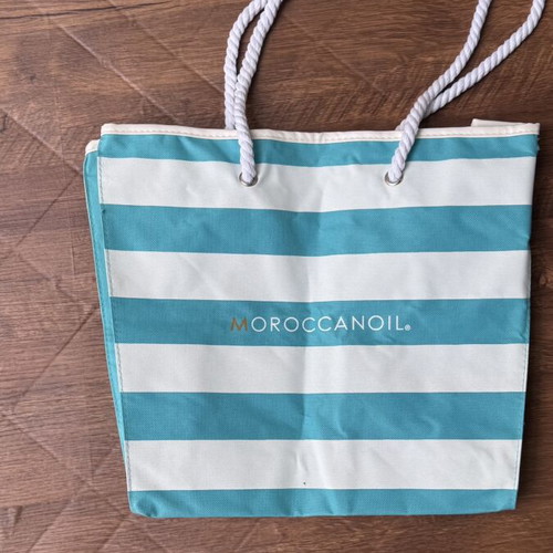 Moroccanoil Beach Bag shoulder type, new, striped with rope handles