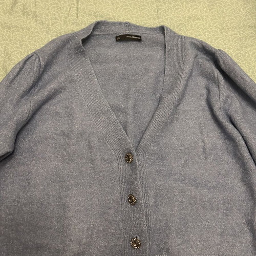 Sfera cardigan with rhinestone buttons, blue, size L