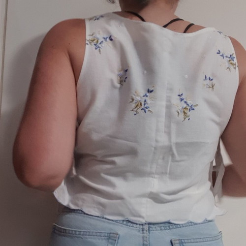 Handmade cotton crop top with side ties, adjustable size, new