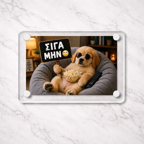 Acrylic fridge magnet "Siga Min" new, Funny Dog Meme 9x6cm
