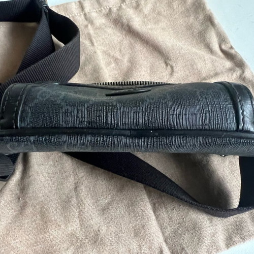 Gucci GG Supreme Monogram Textured Calfskin Retro Interlocking G Belt Bag black