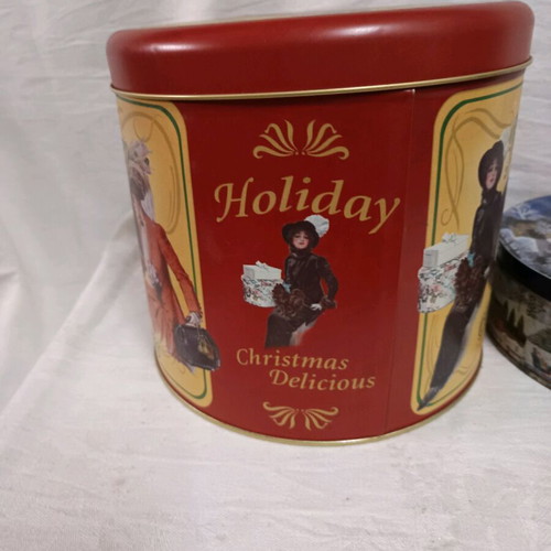 Metal Christmas boxes used, set of 2 pieces