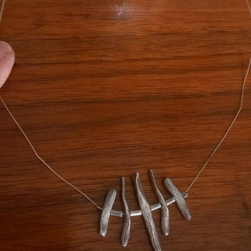 Silver aged hammered necklace