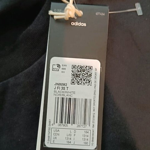 Adidas T-shirt brand new with tags, black and white, size L