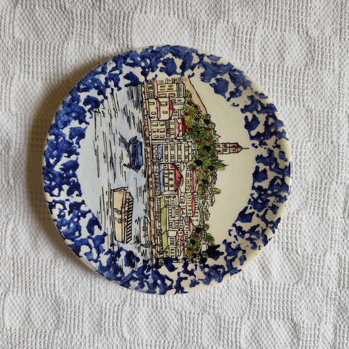 Ceramic souvenir plates from Nafplio used, hand-painted