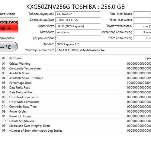 Toshiba NVMe 256GB M.2 SSD used, bundle of 4 with SMART warning