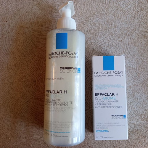 La Roche-Posay Effaclar H Iso Biome soothing cleansing cream 390ml with face cream 40ml