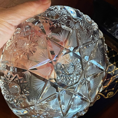 Large Bohemian Crystals Ashtray used, Bohemian crystal
