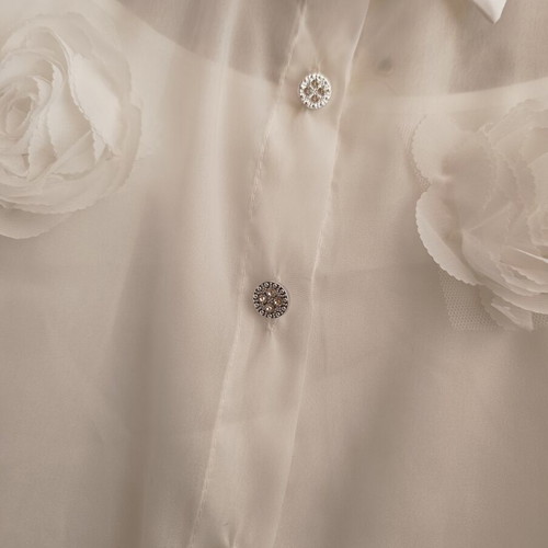 Azara Paris Organza Co-Ord Set with 3D Flowers white, new