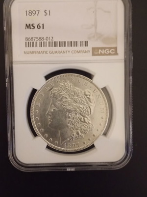 Morgan dollar 1897 Philadelphia mint new, certified NGC MS 61