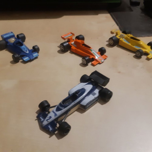 Majorette F1 Brabham 1984 with 3 vintage F1 toy cars