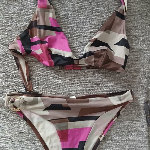 Bikini set, size S, grey and pink