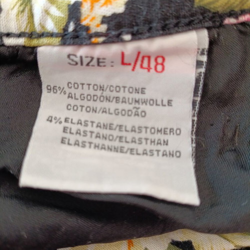 Blue Fashion women's pants floral black pattern size L new