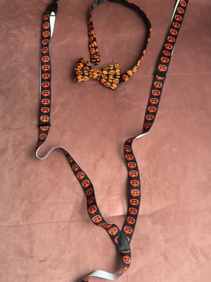 H&M Set Adjustable Suspenders and Pumpkin Bow Tie like new