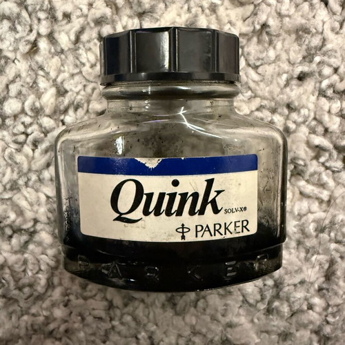Parker Quink vintage ink bottle used with SOLV-X