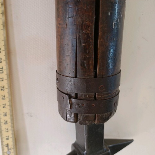 Anvil used for goldsmith or watchmaker with wooden base