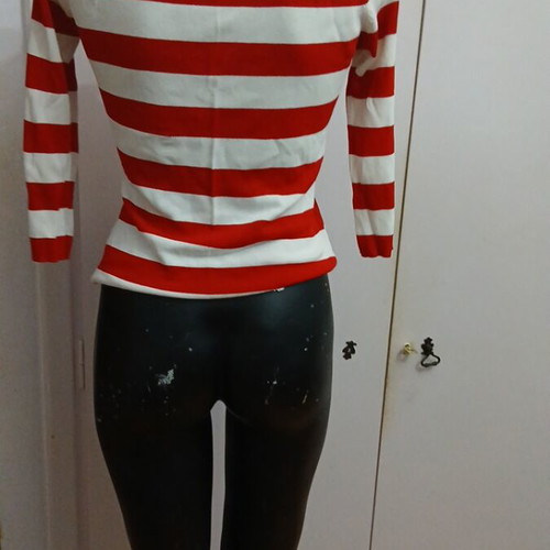 Summer blouse with crossover sleeve like new, white and red, size S