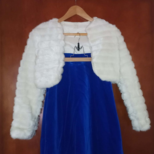 Girls' Teen Evening Set like new with white bolero and blue velvet skirt