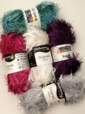 Schachenmayr Brazilia knitting yarn set new, 5 furry colors