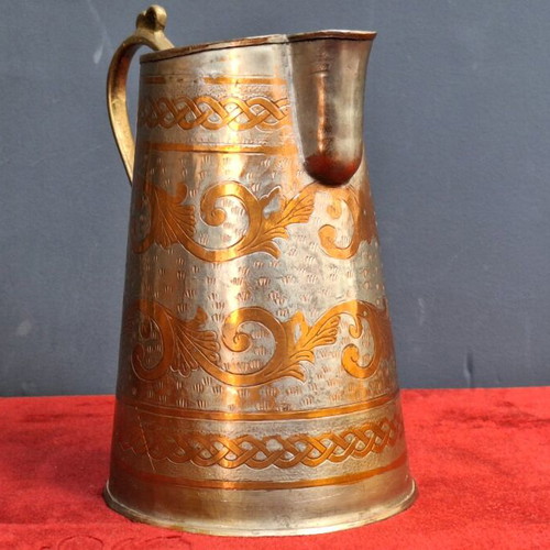 Copper jug used, folk art collectible