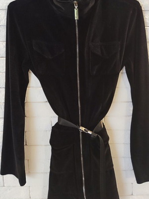 Sugarfree βελούδινο μαύρο jacket dress με φερμουάρ και ζώνη Medium σαν καινούργιο