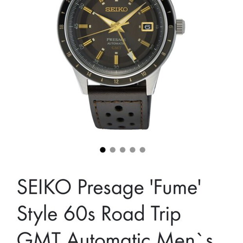 Seiko Presage Style 60s Fume GMT Automatic Watch new, brown strap