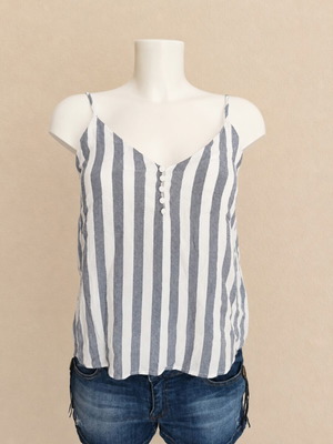 Stradivarius Striped Cami Top Size S like new, white and blue