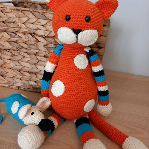 Knitted cat doll 45cm new, handmade and cuddly