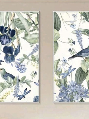 Waterproof posters with birds and nature theme, set of 2, vintage romantic