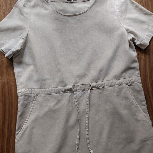 Up FASHION summer dress like new, 55% linen 45% cotton, beige, size L
