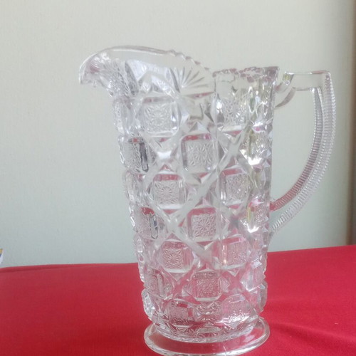 Glass Pitcher 1910 Checkerboard Pattern Westmoreland Specialty Co.