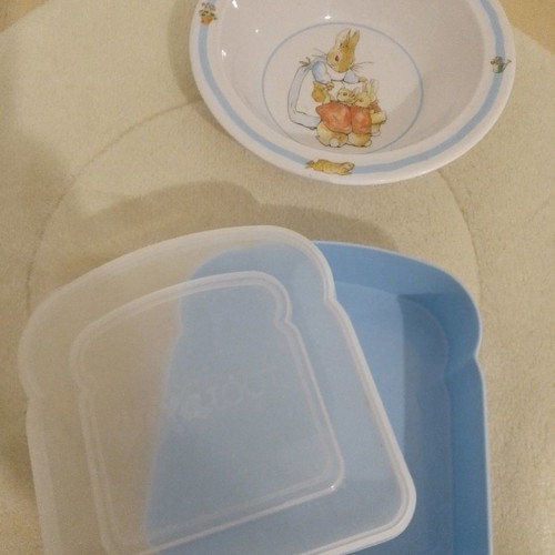 Beatrix Potter cereal bowl used with toast container