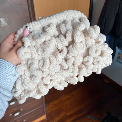Puffy handmade handbag white, new