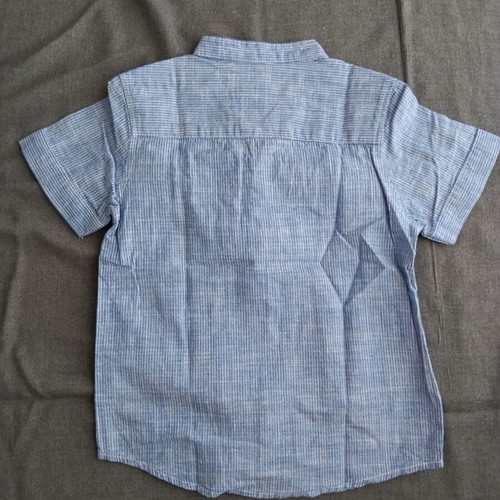 Benetton boys' short-sleeve shirt, blue and white, size 3-4 years
