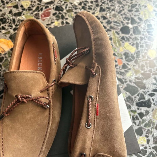 Kricket men's suede leather moccasins size 42 like new, tobacco