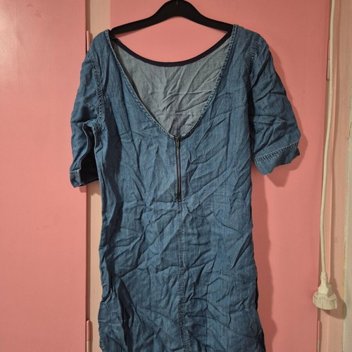 Pink Woman short dress denim size S like new blue