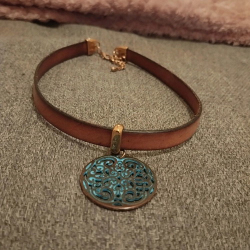 Ethnic choker like new with brown strap and golden details