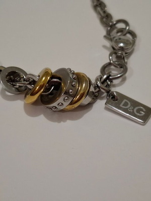 Dolce & Gabbana D&G necklace with silver and gold-tone rings and chain new