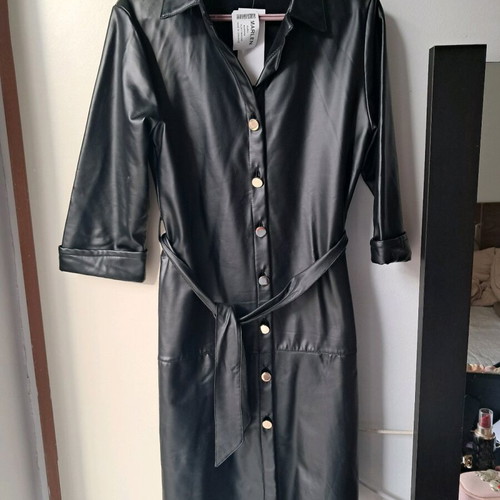 Black faux leather dress Marlen new, size small