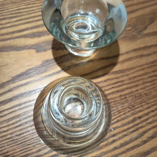 Glass candlesticks set like new with elegant design, 2 pieces