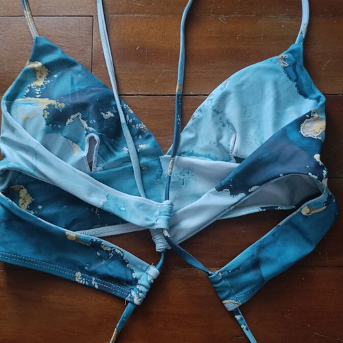 Shein women's swimsuit blue with back design and removable lining like new