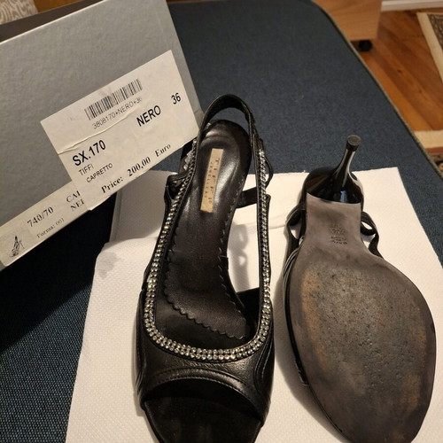 Swarovski crystal sandals like new, black, size 37