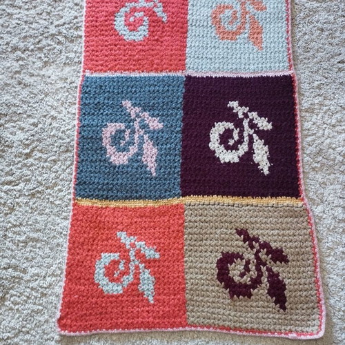 Handmade knitted runner like new, multicolored, 55x210 cm