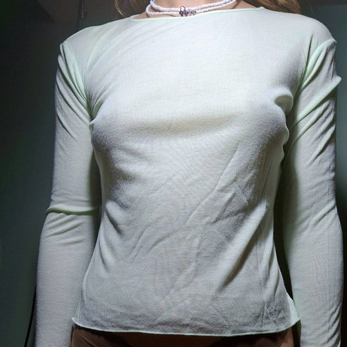 Mango green long-sleeve mint blouse size S like new
