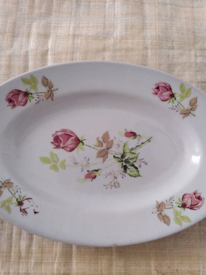 Small porcelain serving platters used, pack of 2 with rose design
