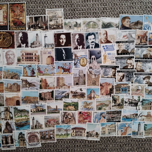 Greek stamps new, 90+ different mixed condition