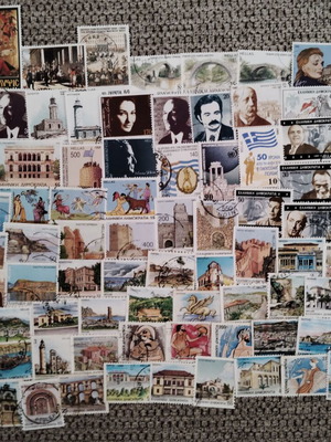 Greek stamps new, 90+ different mixed condition