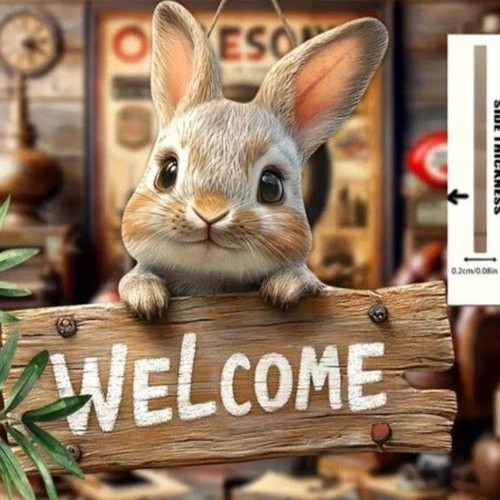 Welcome Rabbit Wooden Sign new, spring decoration