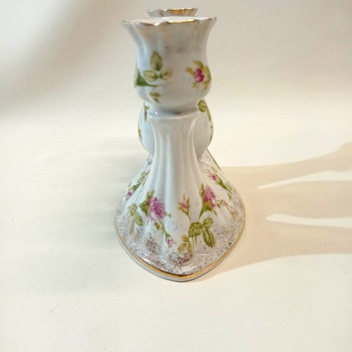 Porcelain candlestick Chodziez Poland three-position from the 1970s in excellent condition